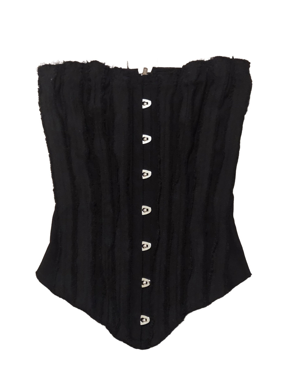 Fashion Nova Black Mikella Distressed Corset Top